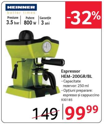 Espressor HEM-200GR/BL