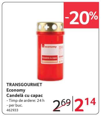 TRANSGOURMET Economy Candelă cu capac