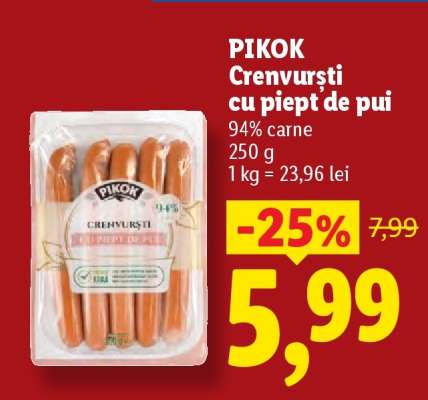 PIKOK Crenvurști cu piept de pui