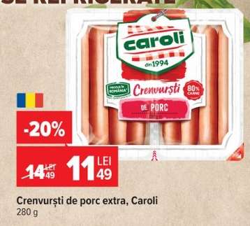 Crenvurști de porc extra, Caroli