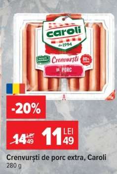 Crenvurști de porc extra, Caroli